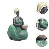 Maxbell Tribal Lady Figurines Collectible Sculpture Bedroom Mom African Women Statue 16cmx24cm Sitting