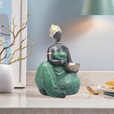 Maxbell Tribal Lady Figurines Collectible Sculpture Bedroom Mom African Women Statue 16cmx24cm Sitting