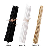 Maxbell 100Pcs Essential Oil Diffuser Fiber Sticks 3mmx25cm Multifunctional Handmade Black