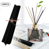 Maxbell 100Pcs Essential Oil Diffuser Fiber Sticks 3mmx25cm Multifunctional Handmade Black