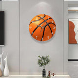 Maxbell Basketball Wall Clock Simple Round Wall Clock for Dining Room Hallway Office Orange 12 Inch