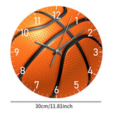 Maxbell Basketball Wall Clock Simple Round Wall Clock for Dining Room Hallway Office Orange 12 Inch
