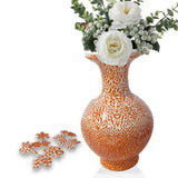 Maxbell DIY 3D Puzzle Flower Vase Unique Flower Arrangement for Cabinet Office Decor Orange