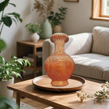 Maxbell DIY 3D Puzzle Flower Vase Unique Flower Arrangement for Cabinet Office Decor Orange