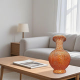 Maxbell DIY 3D Puzzle Flower Vase Unique Flower Arrangement for Cabinet Office Decor Orange
