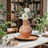 Maxbell DIY 3D Puzzle Flower Vase Unique Flower Arrangement for Cabinet Office Decor Orange