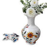 Maxbell DIY 3D Puzzle Flower Vase Unique Flower Arrangement for Cabinet Office Decor White
