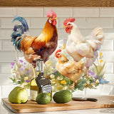 Maxbell Wall Sticker Rooster Chicken Waterproof PVC Wallpaper for Farm Home Restroom