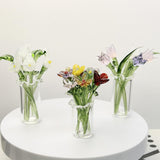Maxbell Small Glass Vase Gift Clear Flowerpot for Living Room Room Table Centerpiece