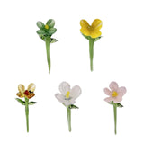 Maxbell Mini Glass Flower Decorative Decor Ornament for Mom Wife Anniversary Desktop Green