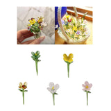 Maxbell Mini Glass Flower Decorative Decor Ornament for Mom Wife Anniversary Desktop Green