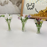 Maxbell Mini Glass Flower Decorative Decor Ornament for Mom Wife Anniversary Desktop Yellow