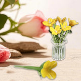 Maxbell Mini Glass Flower Decorative Decor Ornament for Mom Wife Anniversary Desktop Yellow