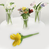 Maxbell Mini Glass Flower Decorative Decor Ornament for Mom Wife Anniversary Desktop Yellow