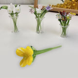 Maxbell Mini Glass Flower Decorative Decor Ornament for Mom Wife Anniversary Desktop Yellow