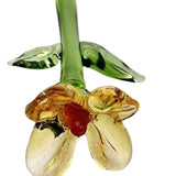 Maxbell Mini Glass Flower Decorative Decor Ornament for Mom Wife Anniversary Desktop Clear Yellow