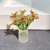 Maxbell Mini Glass Flower Decorative Decor Ornament for Mom Wife Anniversary Desktop Clear Yellow