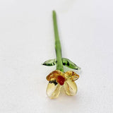 Maxbell Mini Glass Flower Decorative Decor Ornament for Mom Wife Anniversary Desktop Clear Yellow