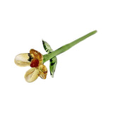 Maxbell Mini Glass Flower Decorative Decor Ornament for Mom Wife Anniversary Desktop Clear Yellow
