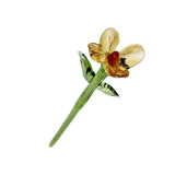 Maxbell Mini Glass Flower Decorative Decor Ornament for Mom Wife Anniversary Desktop Clear Yellow