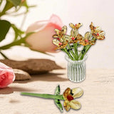Maxbell Mini Glass Flower Decorative Decor Ornament for Mom Wife Anniversary Desktop Clear Yellow