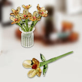 Maxbell Mini Glass Flower Decorative Decor Ornament for Mom Wife Anniversary Desktop Clear Yellow