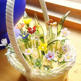 Maxbell Mini Glass Flower Decorative Decor Ornament for Mom Wife Anniversary Desktop Pink Purple