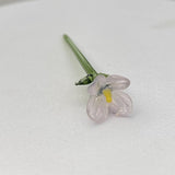 Maxbell Mini Glass Flower Decorative Decor Ornament for Mom Wife Anniversary Desktop Pink Purple
