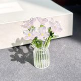 Maxbell Mini Glass Flower Decorative Decor Ornament for Mom Wife Anniversary Desktop Pink Purple