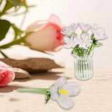Maxbell Mini Glass Flower Decorative Decor Ornament for Mom Wife Anniversary Desktop Pink Purple