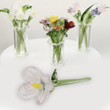 Maxbell Mini Glass Flower Decorative Decor Ornament for Mom Wife Anniversary Desktop Pink Purple