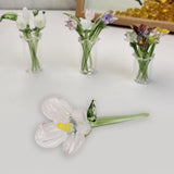 Maxbell Mini Glass Flower Decorative Decor Ornament for Mom Wife Anniversary Desktop Pink Purple