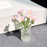 Maxbell Mini Glass Flower Decorative Decor Ornament for Mom Wife Anniversary Desktop Pink