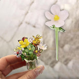 Maxbell Mini Glass Flower Decorative Decor Ornament for Mom Wife Anniversary Desktop Pink