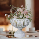 Maxbell Roman Plant Pot Vintage Iron Urn Planter for Home Indoor Plants Dried Flower S