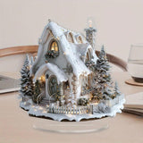 Maxbell Acrylic Decorative Sign 2D Flat Snow House Statue for Home Bedside Bookshelf