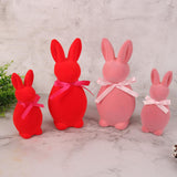 Maxbell Flocked Bunny Figurine Cute Easter Decoration for Spring Easter Centerpieces L