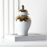 Maxbell Ceramic Covered Jar Vase Porcelain Ginger Jar for Flower Arrangement Bedroom