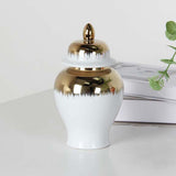 Maxbell Ceramic Covered Jar Vase Porcelain Ginger Jar for Flower Arrangement Bedroom