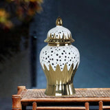 Maxbell Porcelain Ginger Jar Storage Tank Ceramic Vase for Flower Arrangement Office