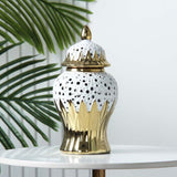 Maxbell Porcelain Ginger Jar Storage Tank Ceramic Vase for Flower Arrangement Office