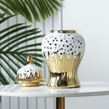 Maxbell Porcelain Ginger Jar Storage Tank Ceramic Vase for Flower Arrangement Office