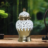 Maxbell Porcelain Ginger Jar Storage Tank Ceramic Vase for Flower Arrangement Office