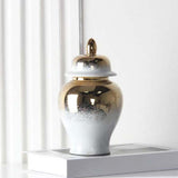 Maxbell Chinese Ginger Jar Decoration Ceramic Covered Jar Vase for Party Office Desk