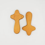 Maxbell 2Pcs Pocket Crosses Crafts Clinging Palm Portable Religious Handheld Crosses Light Brown