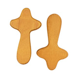 Maxbell 2Pcs Pocket Crosses Crafts Clinging Palm Portable Religious Handheld Crosses Light Brown