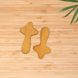 Maxbell 2Pcs Pocket Crosses Crafts Clinging Palm Portable Religious Handheld Crosses Light Brown