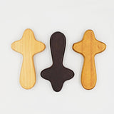 Maxbell 2Pcs Pocket Crosses Crafts Clinging Palm Portable Religious Handheld Crosses Deep Brown