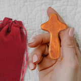 Maxbell 5Pcs Wood Hand Crosses Collectible Home Jesus Ornament Portable Prayer Cross