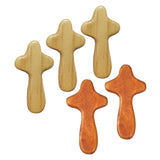 Maxbell 5Pcs Wood Hand Crosses Collectible Home Jesus Ornament Portable Prayer Cross